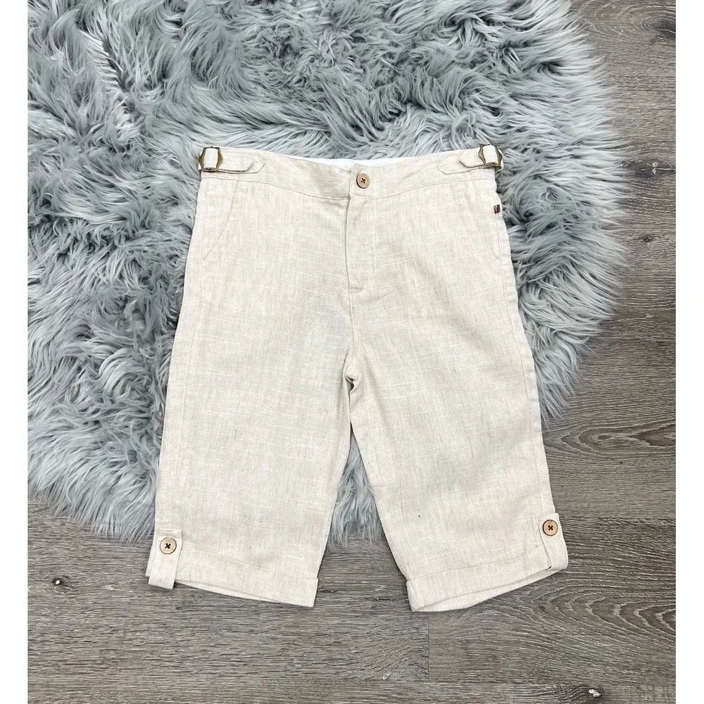 Fore!! Boys Cream 100% Linen Shorts Size 12 NEW